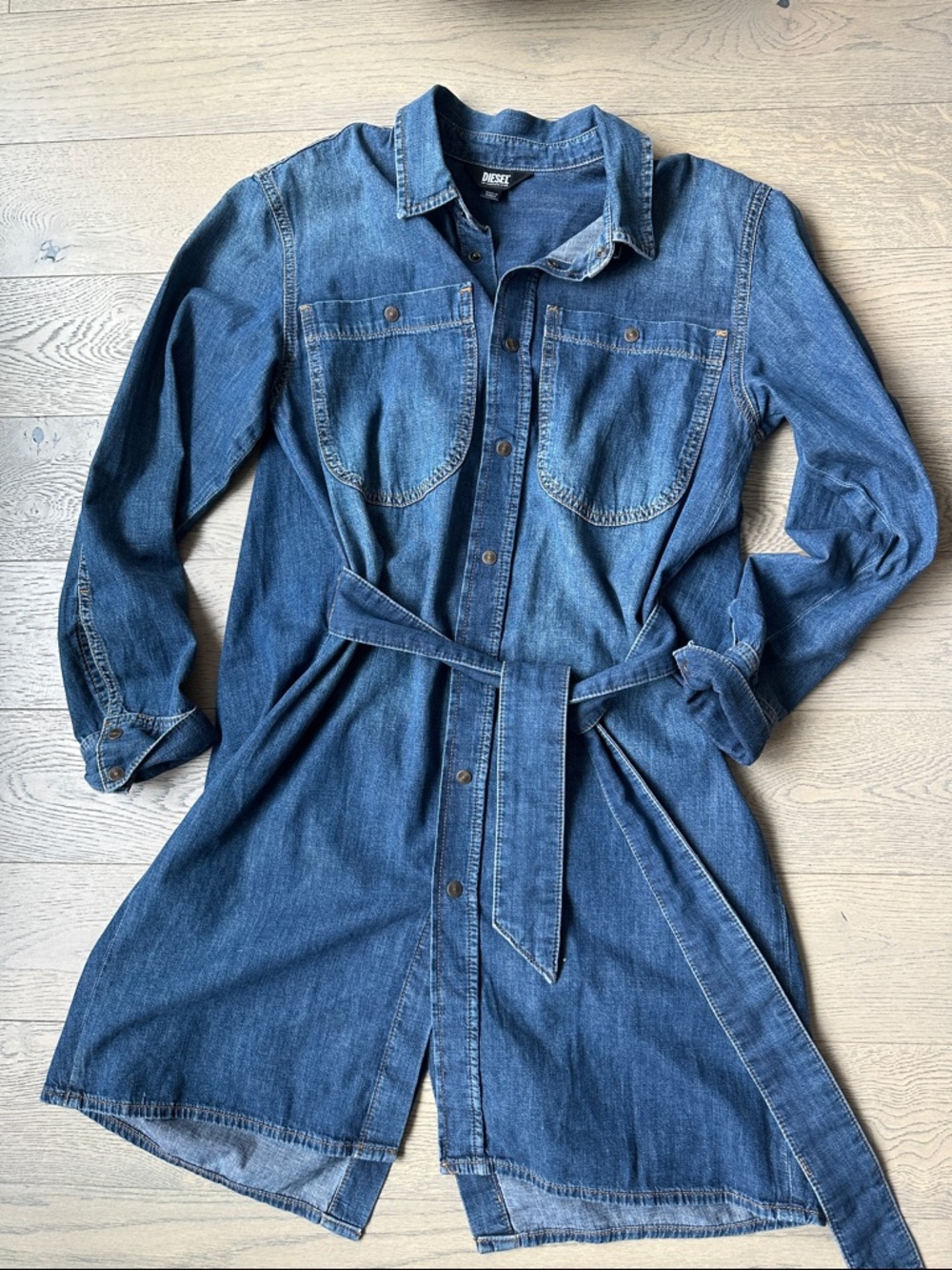 Diesel Blue Denim Shirt Dress with Belt